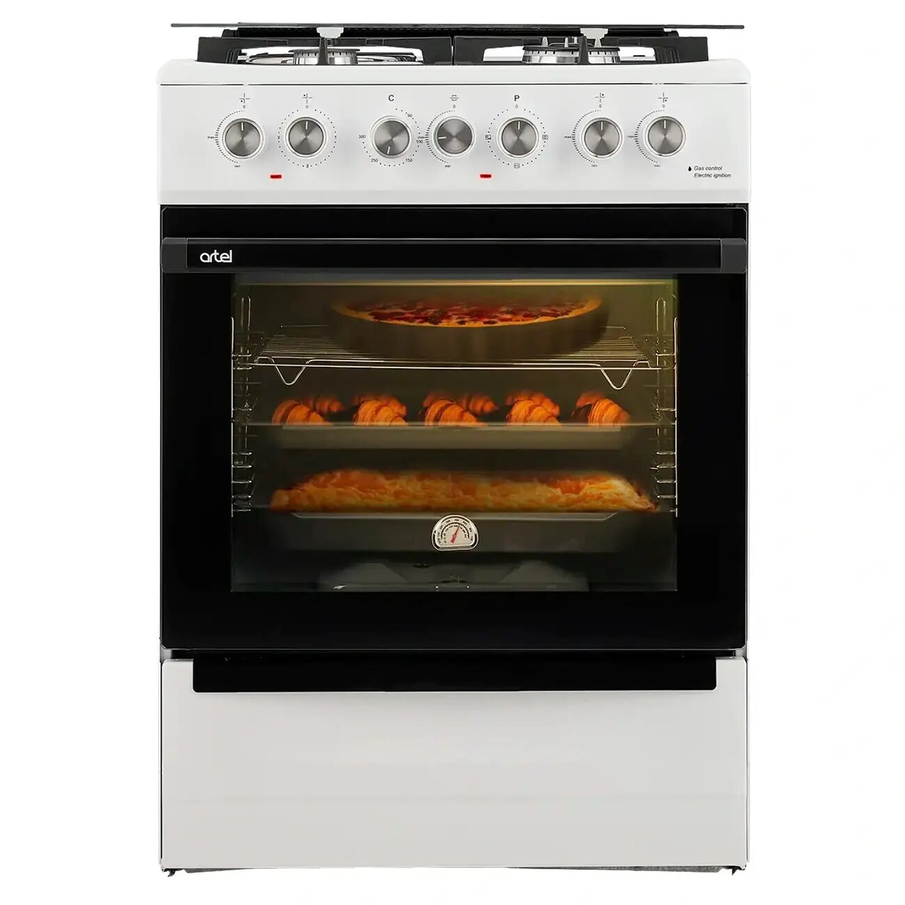 Газовая плита Artel Milagro 02K White, Комбинированная, 3, Да, 85 см, Традиционная