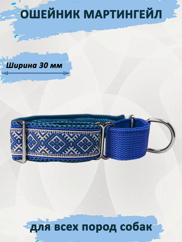 Изображение товара Ошейник мартингейл totemica для собак "Сине-белые узоры". S