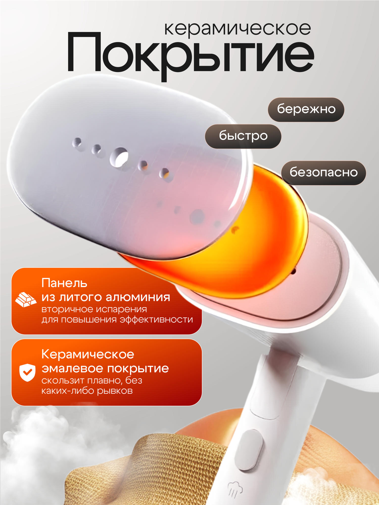 Картинки Отпариватель Xiaomi CN, ручной, белый, 1300Вт, противокапельный, съемный резервуар