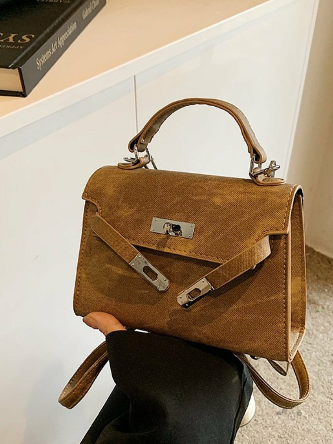 Сумка  Мини-сумка Hermes Kelly Style, коричневый — фото 1