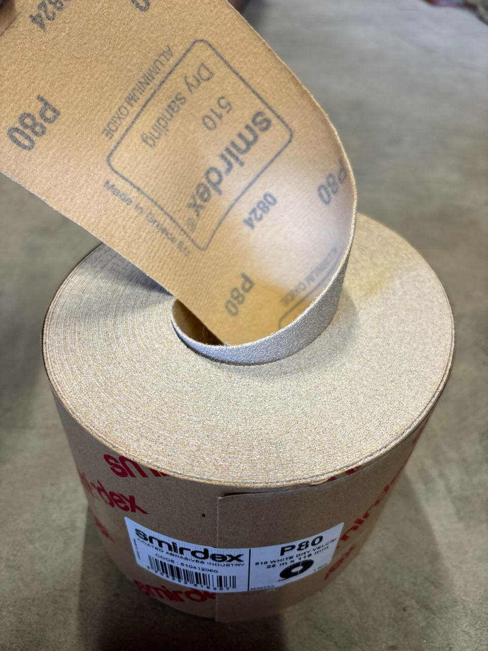 Шлифовальный материал в рулоне SMIRDEX 510, на липучке, 115 * 25 м, P80