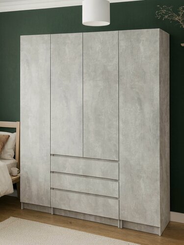 Изображение товара ARNIKA Шкаф распашной с ящиками, для одежды, 160х38х200см, цемент