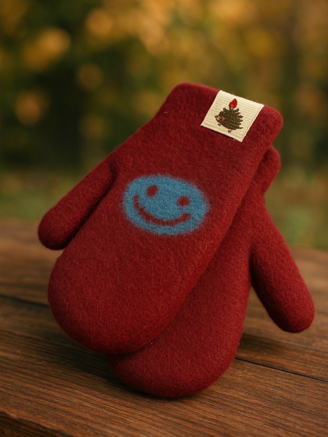 Варежки  smayl для девочек, размер 2, бордовый