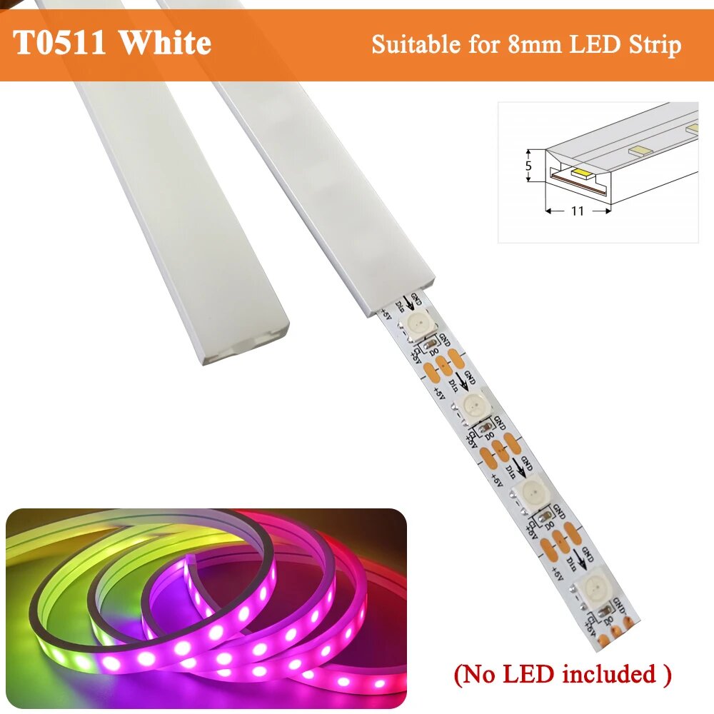 Силиконовый защитный чехол для светодиодной ленты YANKE 8 м Белый, T0511 White, 5 м