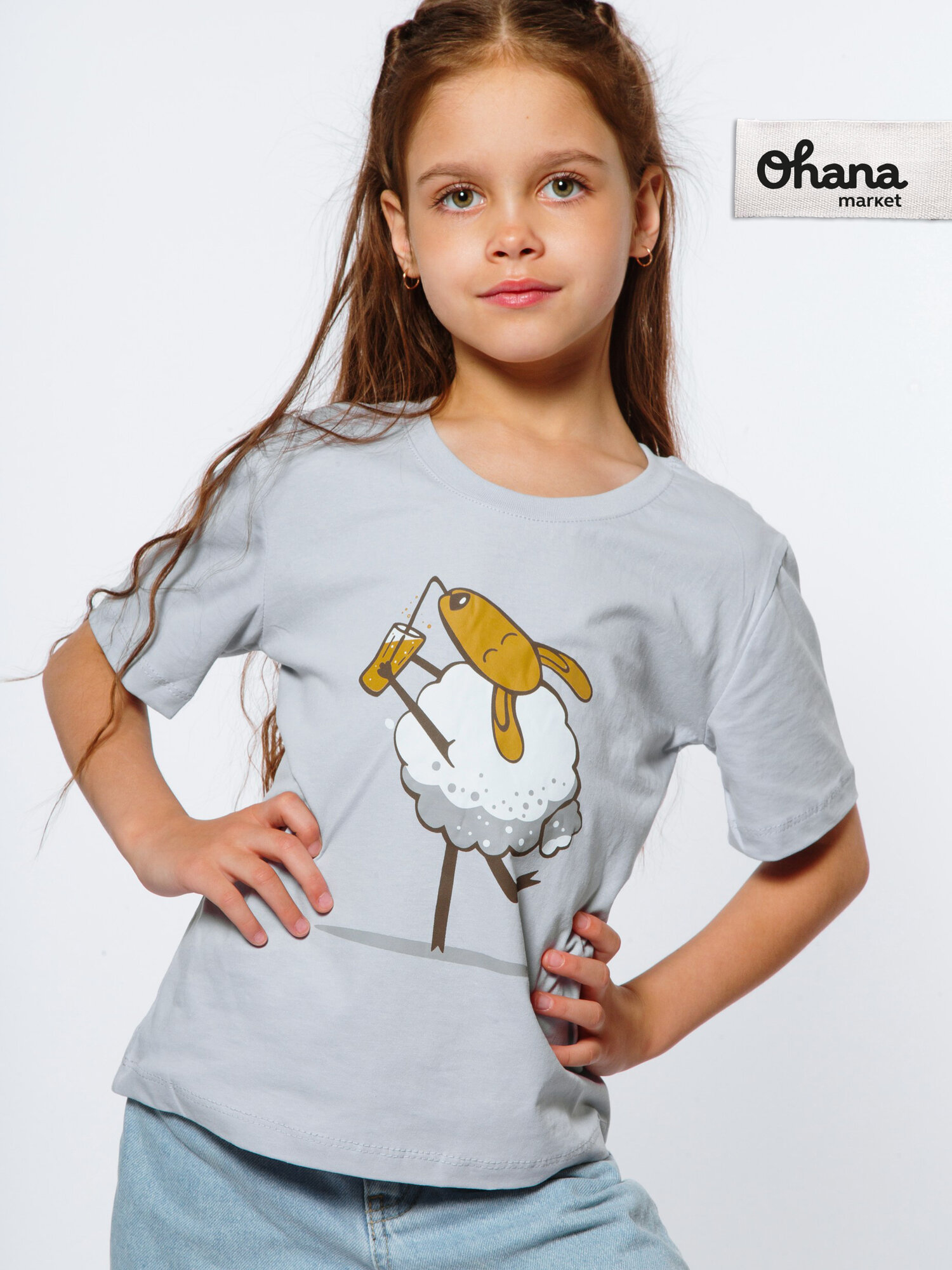 Футболка Ohana kids для физкультуры и детского сада размер 140 серо-голубой