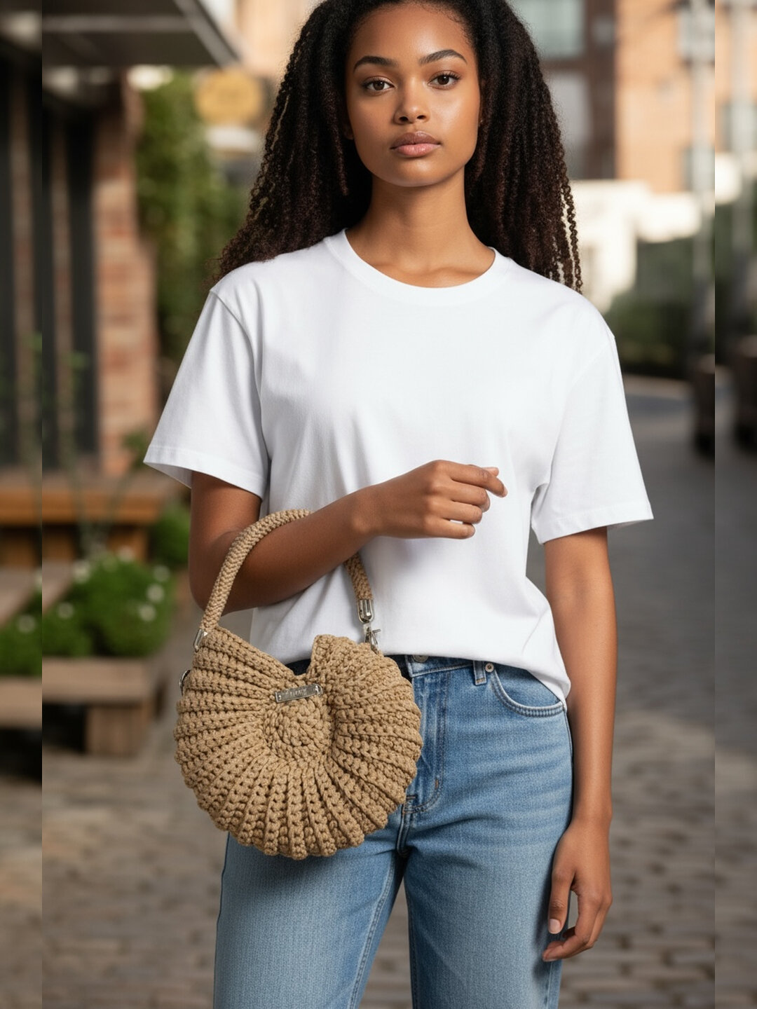 Джиббитсы для сумки , фактура вязаная, бежевый — фото 1