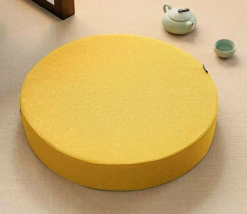 Подутон напольный, круглый, подушка для сидения татами, 45x10 см, антискользящий, желтый