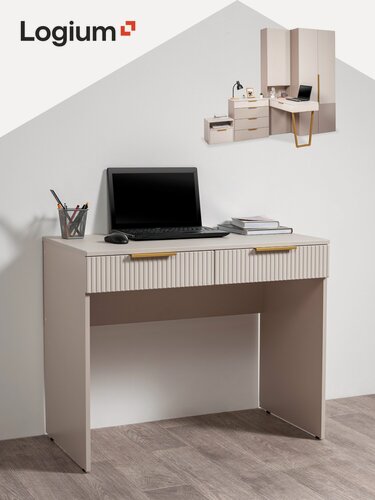 Изображение товара Стол письменный компьютерный с ящиками LOGIUM Клео 12.165, Кашемир, Моно керамика
