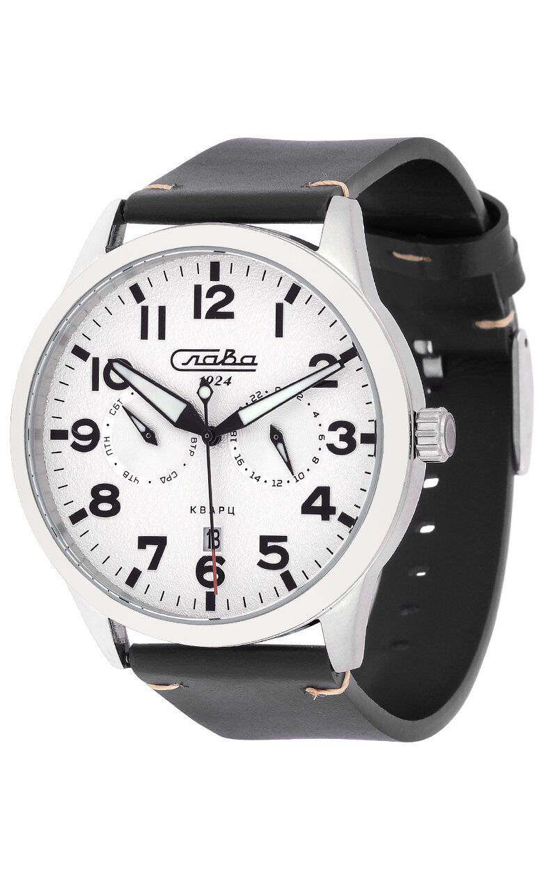 Наручные часы Слава Традиция, белый, черный — фото 1