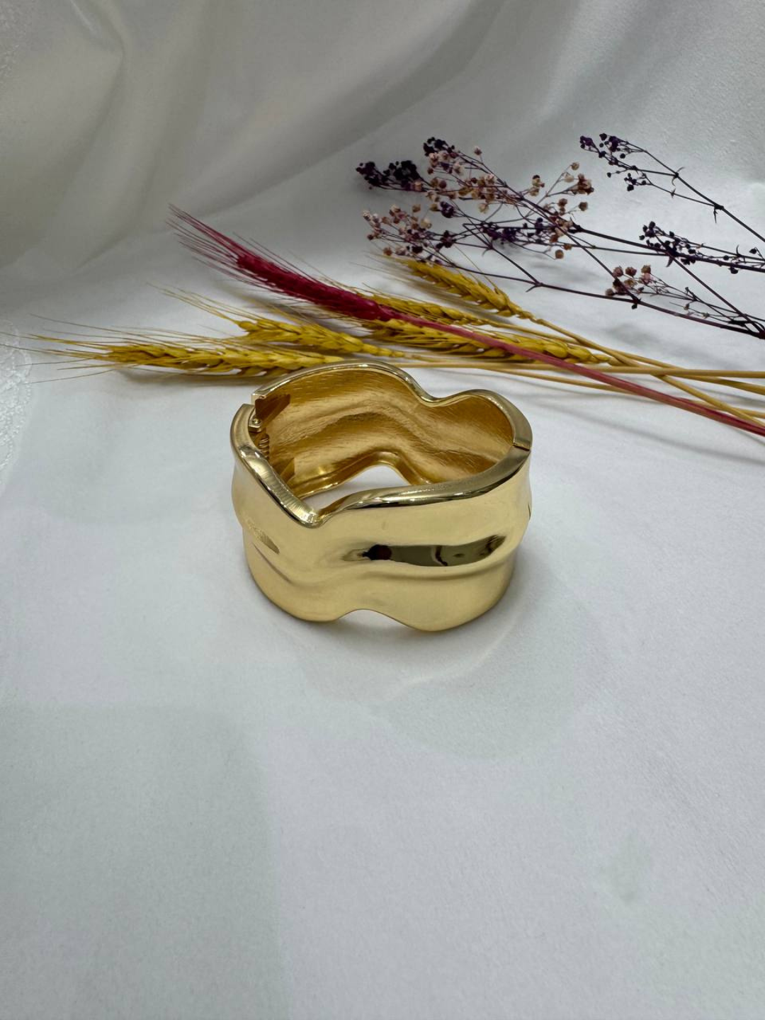 Браслет-бэнгл, 1 шт., размер 15 см, размер L, диаметр 5.5 см, golden — фото 1