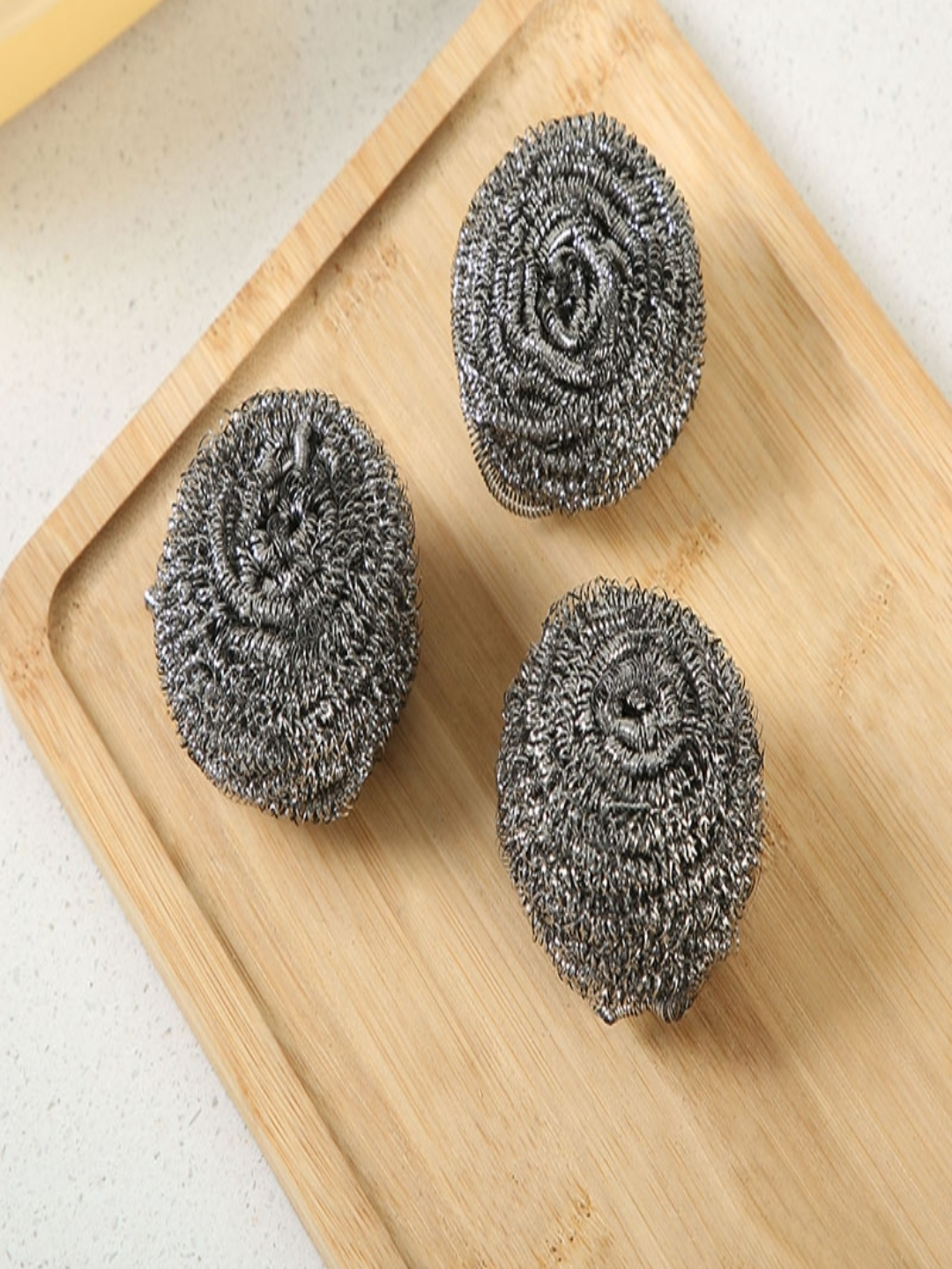 Металлические губки для мытья посуды — усиленные стальные губки для удаления нагара и жира, набор 3 шт