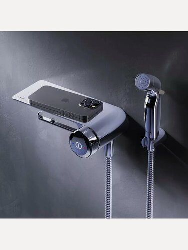 Изображение товара Гигиенический душ со смесителем AM.PM X-Joy, TouchReel полка, держатель для бумаги, крючок