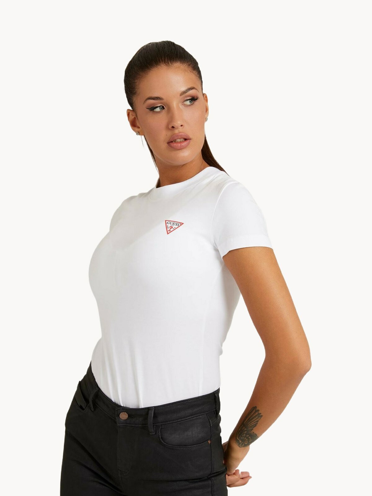 Футболка GUESS SS CN Mini Triangle Tee, размер S, белый