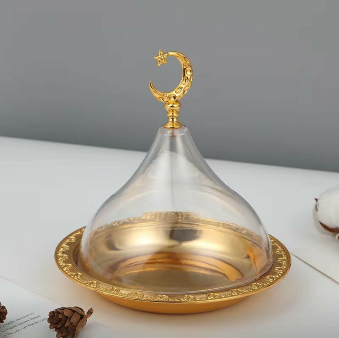 Блюдо с крышкой (рамадан) для сладостей и сервировки, декоративная конфетница с куполом Полумесяц