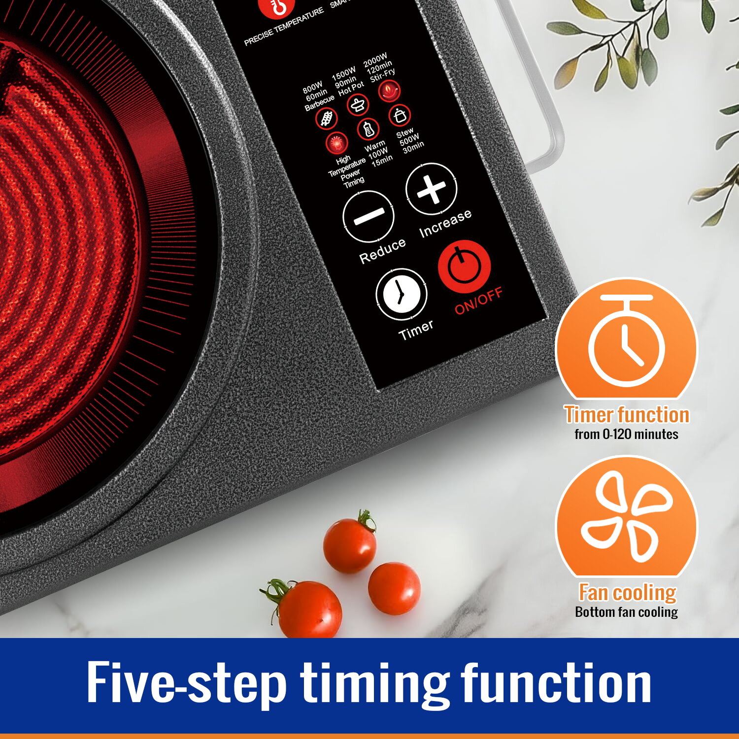 Электрическая настольная плита Sonifer SF-3065 — переносная бытовая электроплита с одной зоной нагрева, сенсорным управлением и стеклокерамической поверхностью.