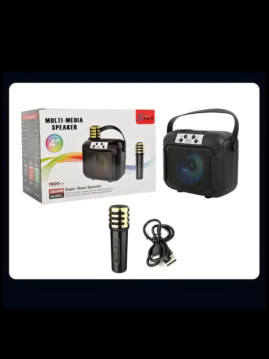 Караоке колонка Bluetooth с микрофонами, RGB, FM