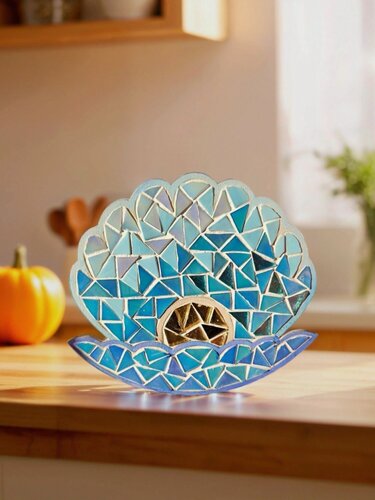 Изображение товара Набор для творчества мозаика стеклянная Ракушка Бирюзовая 18 см.