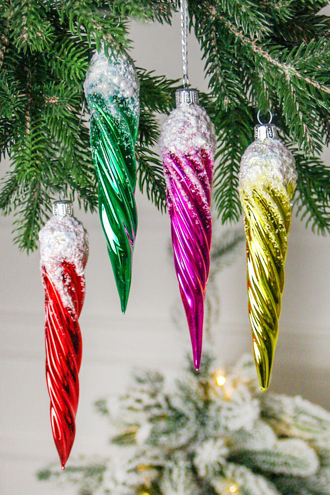 Набор подвесок спираль, разноцветные непрозрачные, 14 см, 4 шт, Елочка С563-непрозр