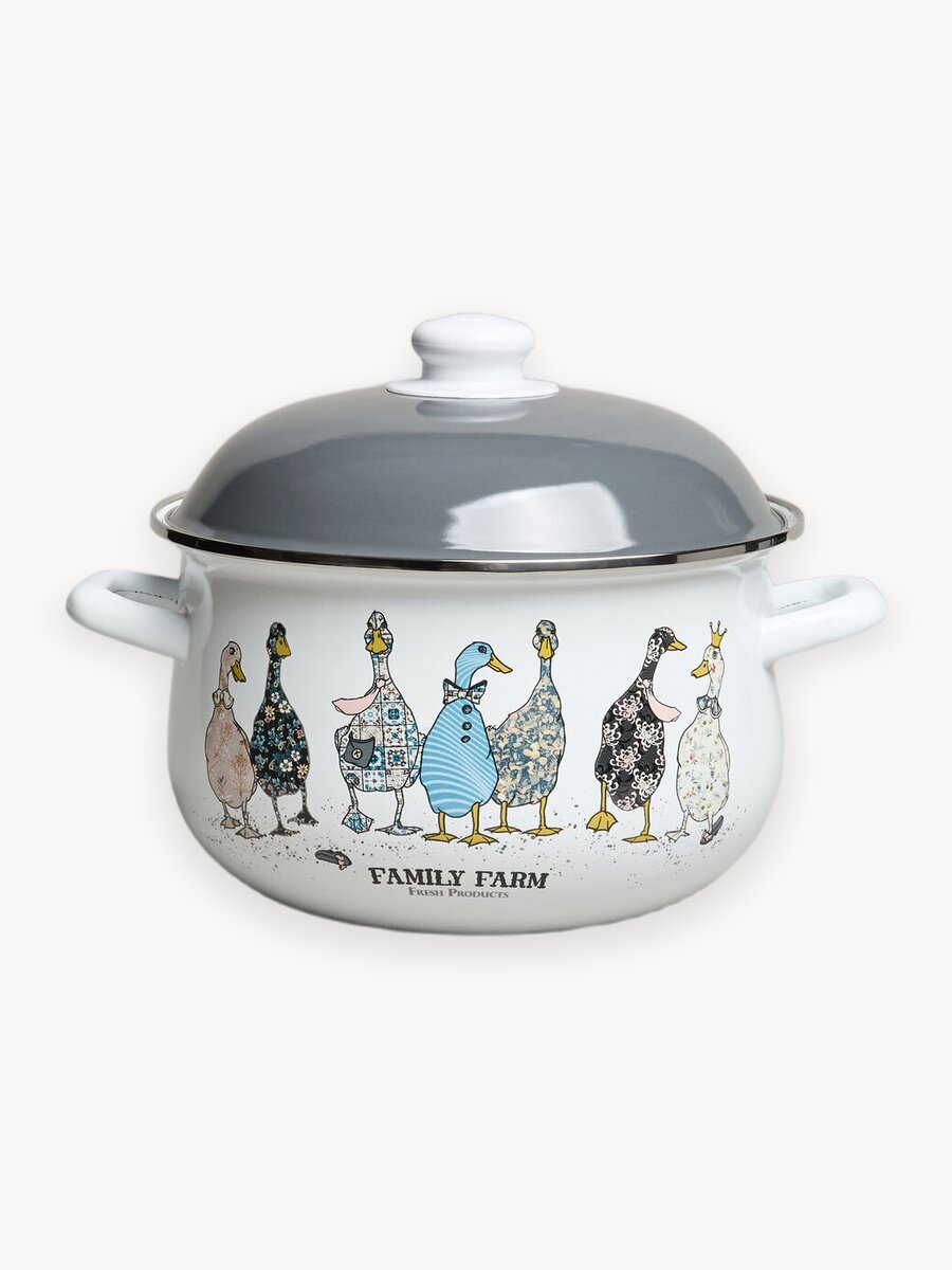 Кастрюля Agness "Family Farm", для всех видов плит, 3.6 л, эмалированная