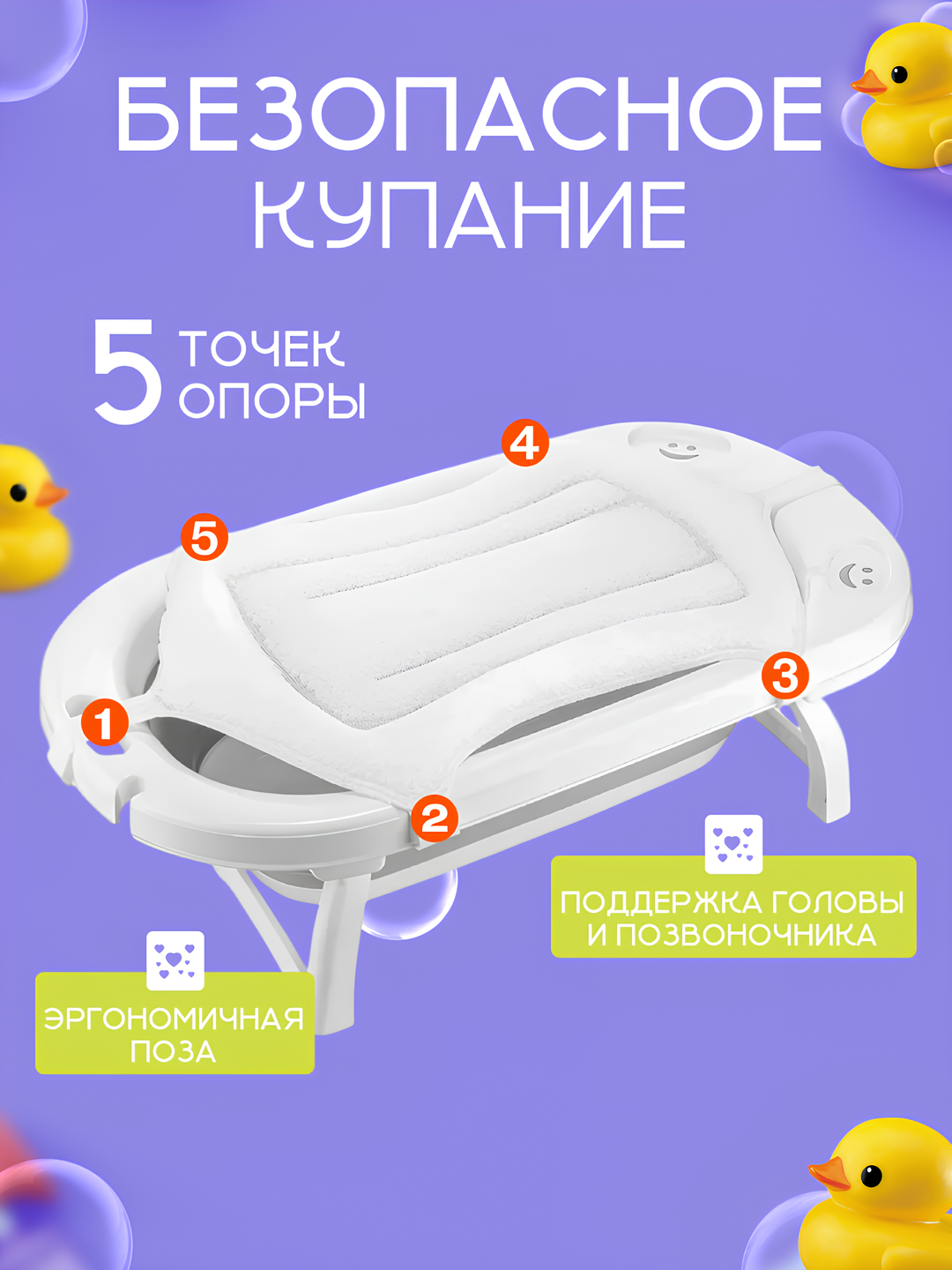 Гамак для купания малышей, гамак для ванны, ванночка, для новорожденных — фото 1