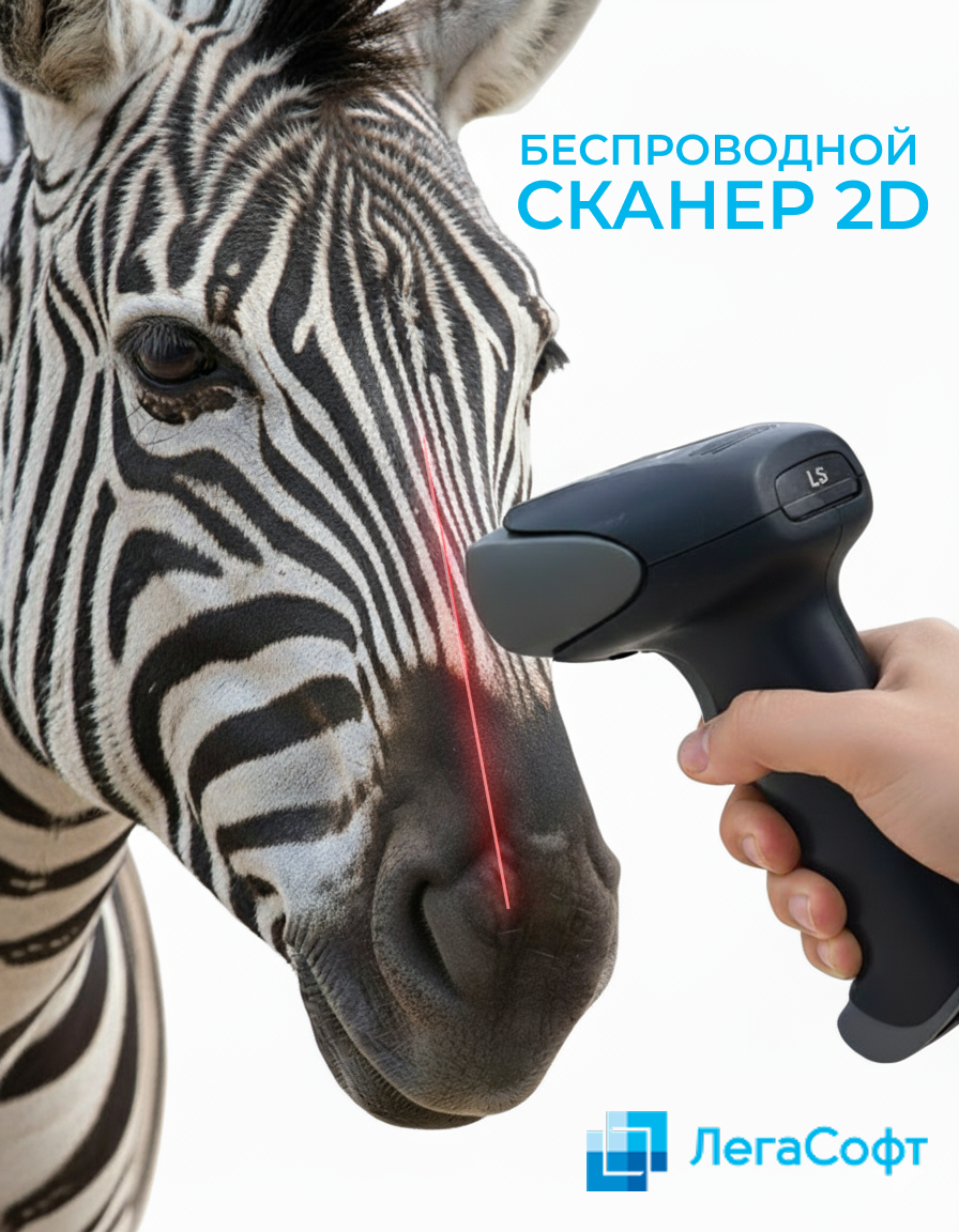 Беспроводной сканер штрихкода ЛегаСофт LS-2707-2D-BT, поддержка ЕГАИС