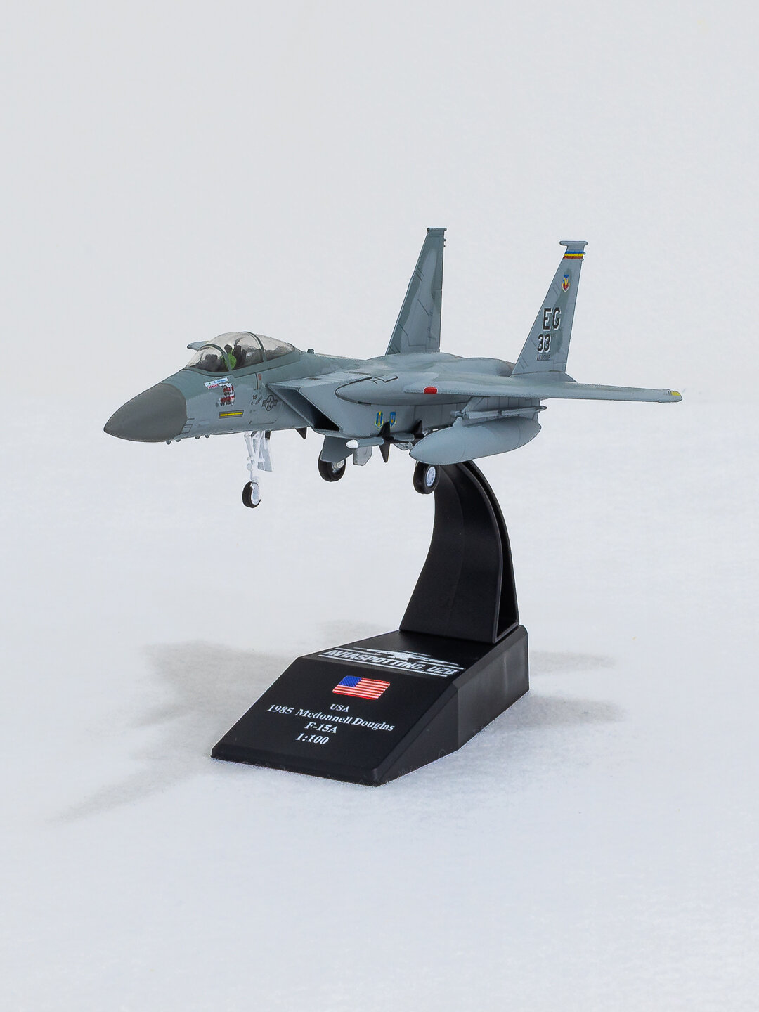 Модель военного самолёта истребителя F-15C Eagle, ВВС США 19 см Металл+пластик Шасси 1:100