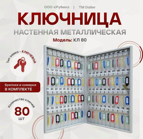 Изображение товара Ключница настенная металлическая КЛ 80 с брелками