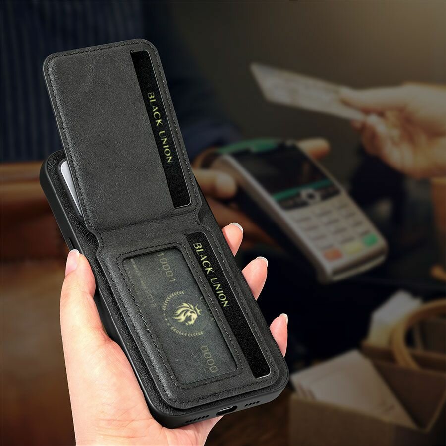 Изображение Картхолдер мужской на Xiaomi 15 Pro(Сяоми 15 Про) с MagSafe-Чехол бумажник