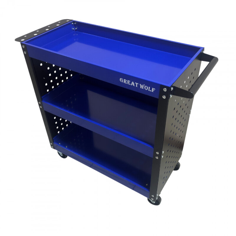 Инструментальная тележка GW-3ST3 BLUE (3 полки с перфорацией синяя Great Wolf)