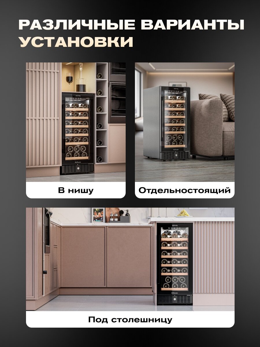 Винные Шкафы Xiaomi Винный шкаф Meyvel MV31BIG-KBT1, винный холодильник на 31 бутылку/ холодильник для вина встраиваемый, отдельностоящий