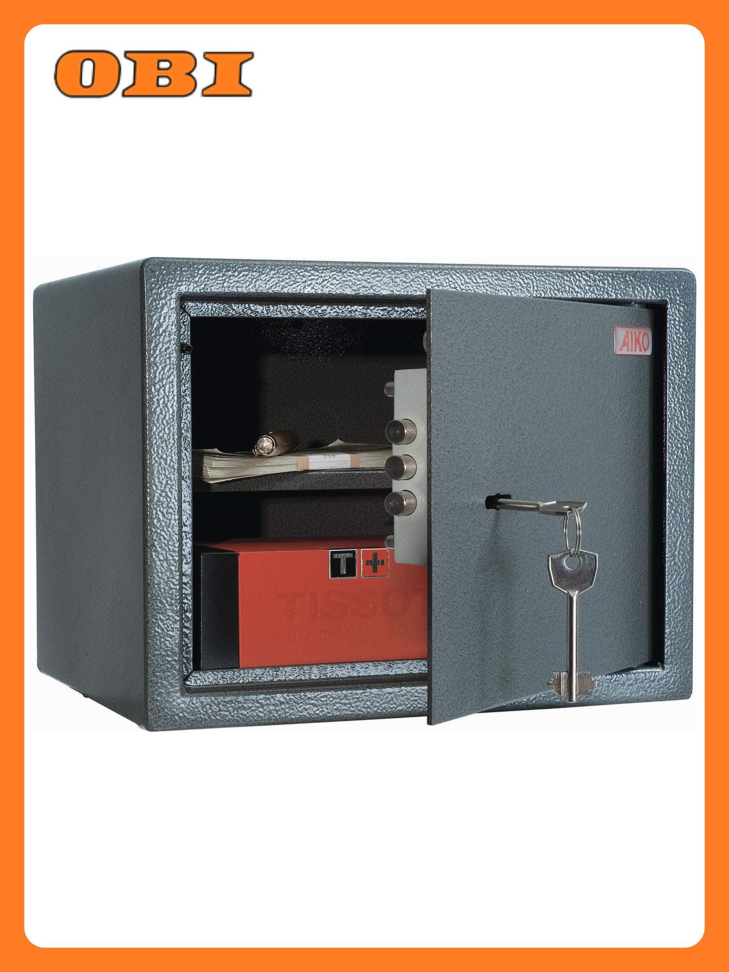 Сейф AIKO T-23 для денег встраиваемый ключевой замок серый 13л