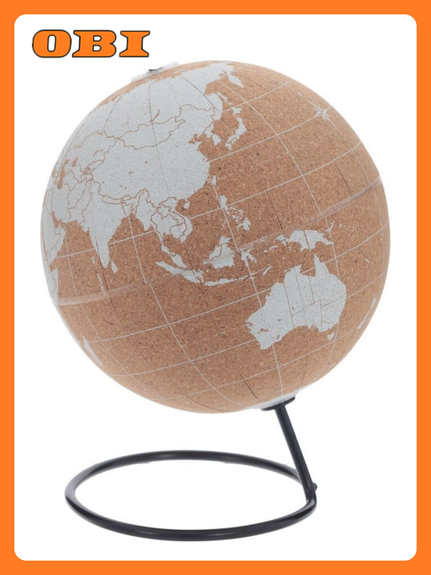 Глобус "Глобус" L14 W14 H19 см настольный из пробкового дерева бежевый