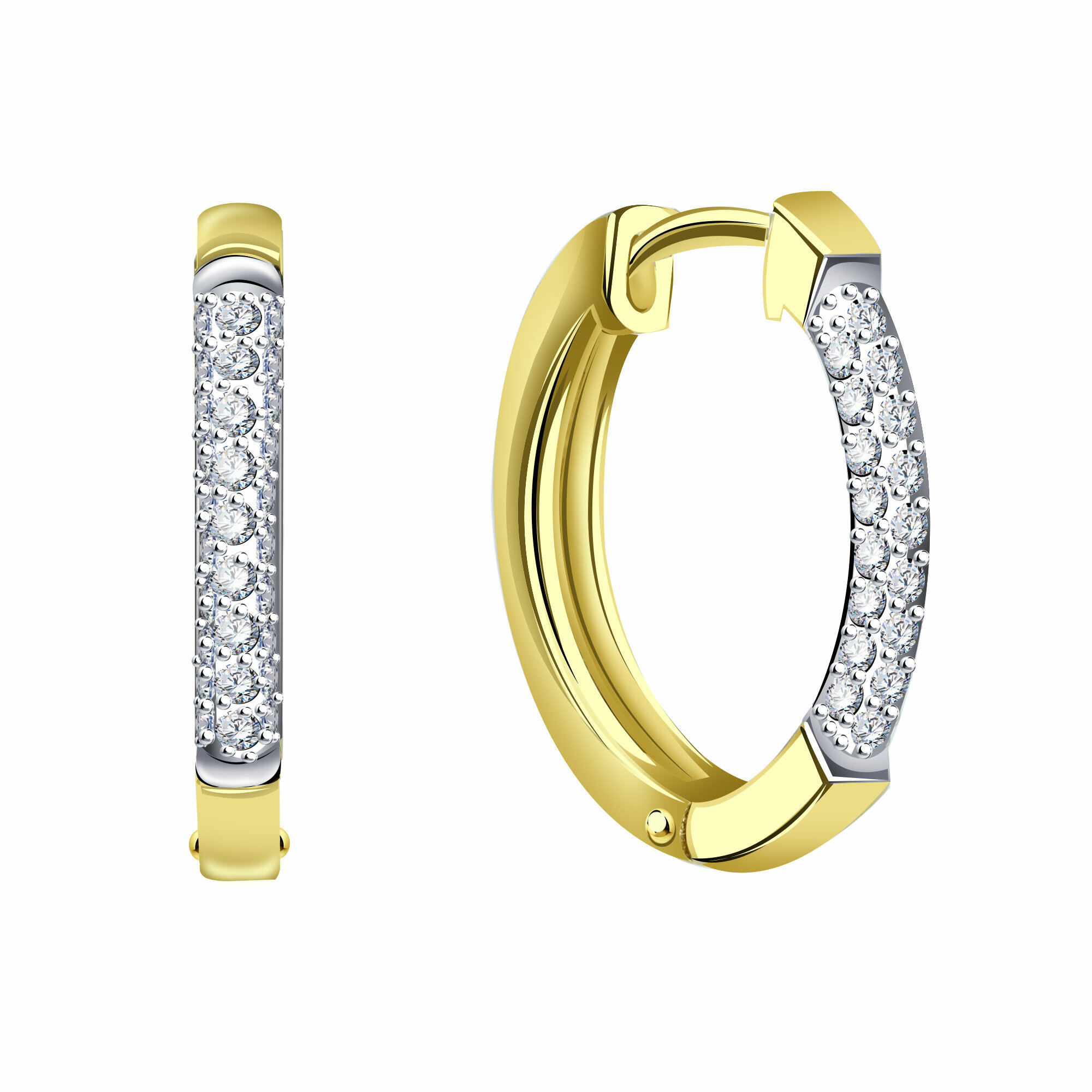 Серьги Diamant online, желтое золото, 585 проба, фианит