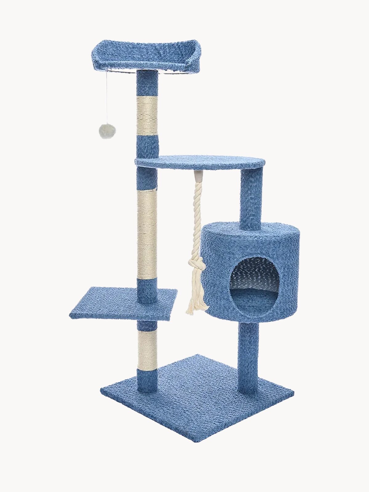 Дом-когтеточка для кошек, котов "Не Один Дома" Boucle, 45х45х112 см, синий