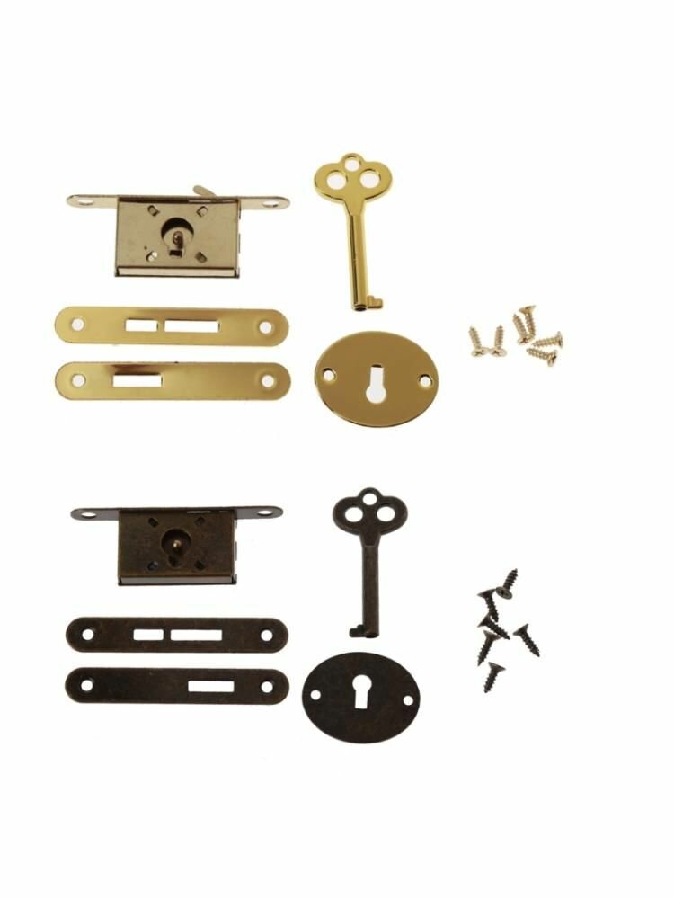Замок для деревянного ящика (античная бронза) - набор
