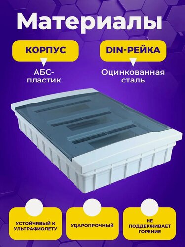 Изображение товара Бокс для распределительных щитков Lezard ЩРВ-П-36, пластик, нажимной замок, прозрачный, 36 шт.
