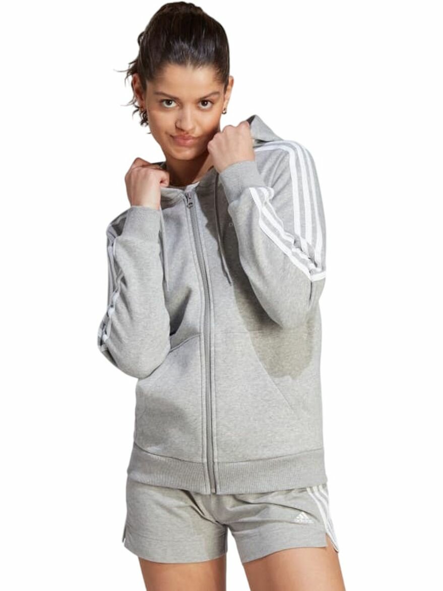 Толстовка спортивная Essentials 3-Stripes Full-Zip Fleece Hoodie