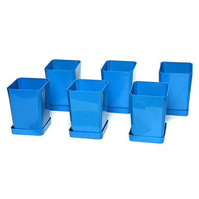 Горшки 750 мл для рассады с поддоном (цвет синий) 6 шт. набор