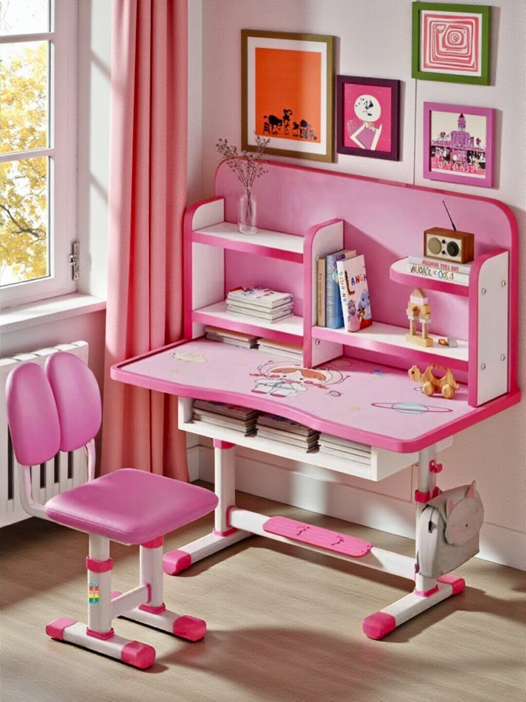 Детский стол и стул #1 Toy, регулируемая высота, многозонный книжный шкаф