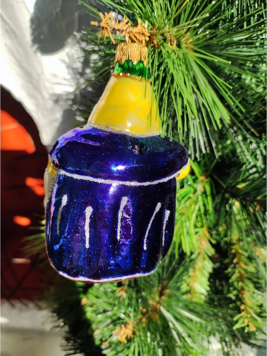 Елочная игрушка "Принц Лимон", ручная роспись, стекло, жёлтая — фото 1