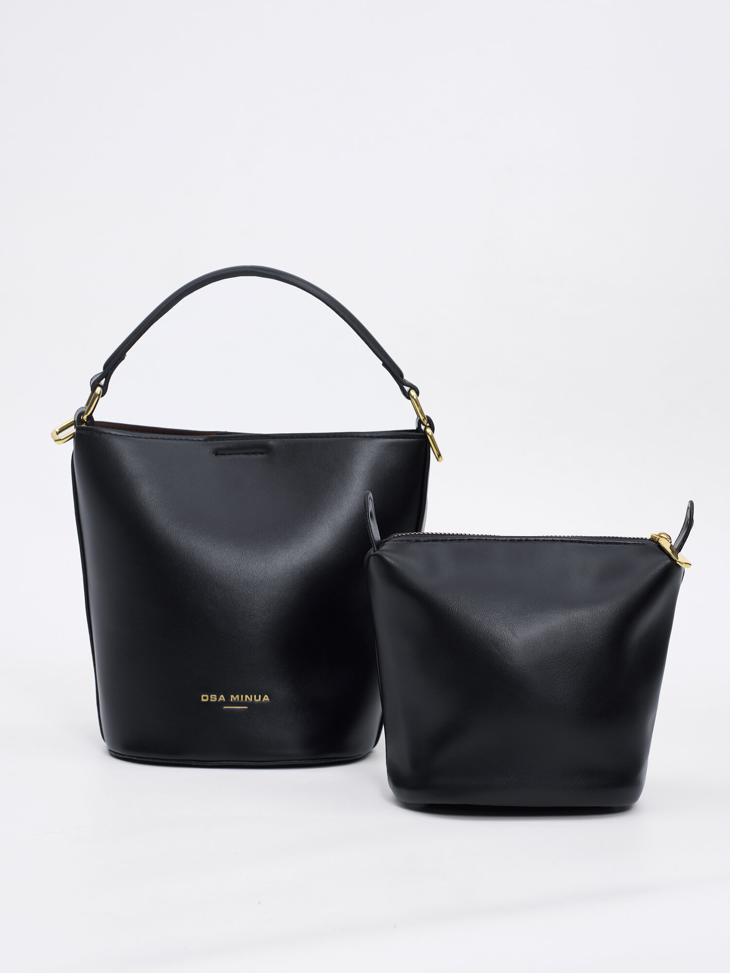 Сумка ведро OSA MINUA, фактура гладкая, черный — фото 1
