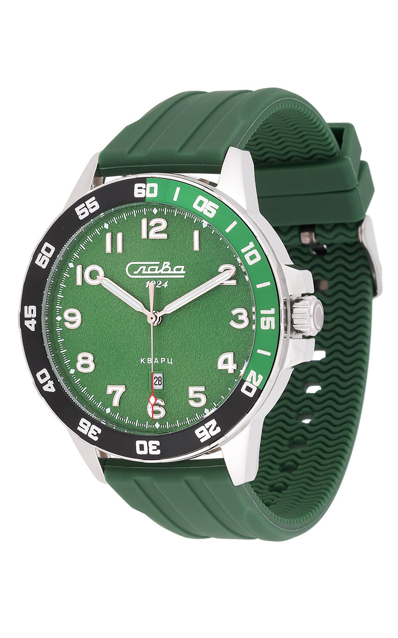 Наручные часы Слава Традиция, черный, зеленый — фото 1