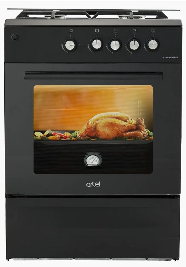 Кухонная плита Artel "Apetito" 01-G V1 Черный, газовая, с газовой духовкой