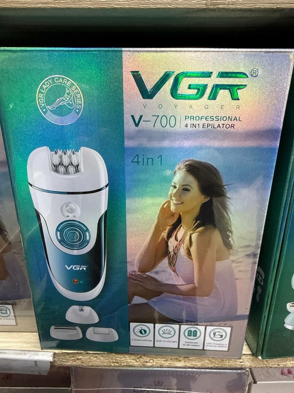 Эпилятор VGR "V-700", 4 в 1, металлический пинцет, для бикини/ног/лица