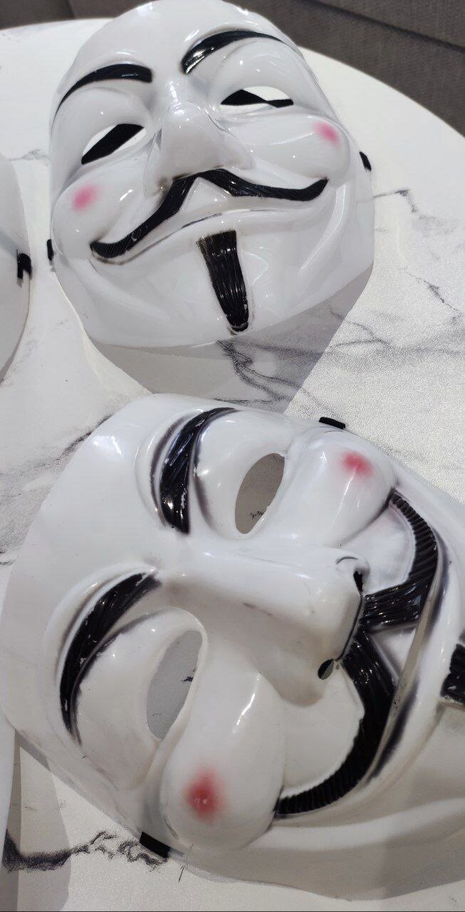 1 шт. Маскарадная маска Anonymous для лица и глаз, идеально подходит для Хэллоуина, новогодних праздников. Цвет: Белый