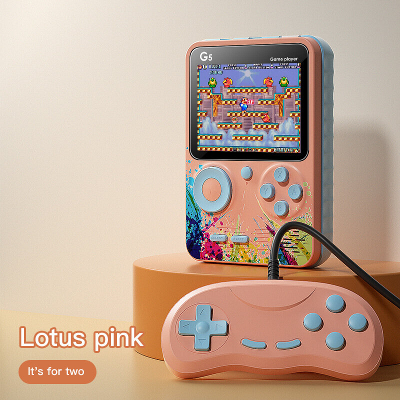 G5 Классическая ручная игровая консоль для двух игроков в розовом цвете — 500 встроенных игр для детей