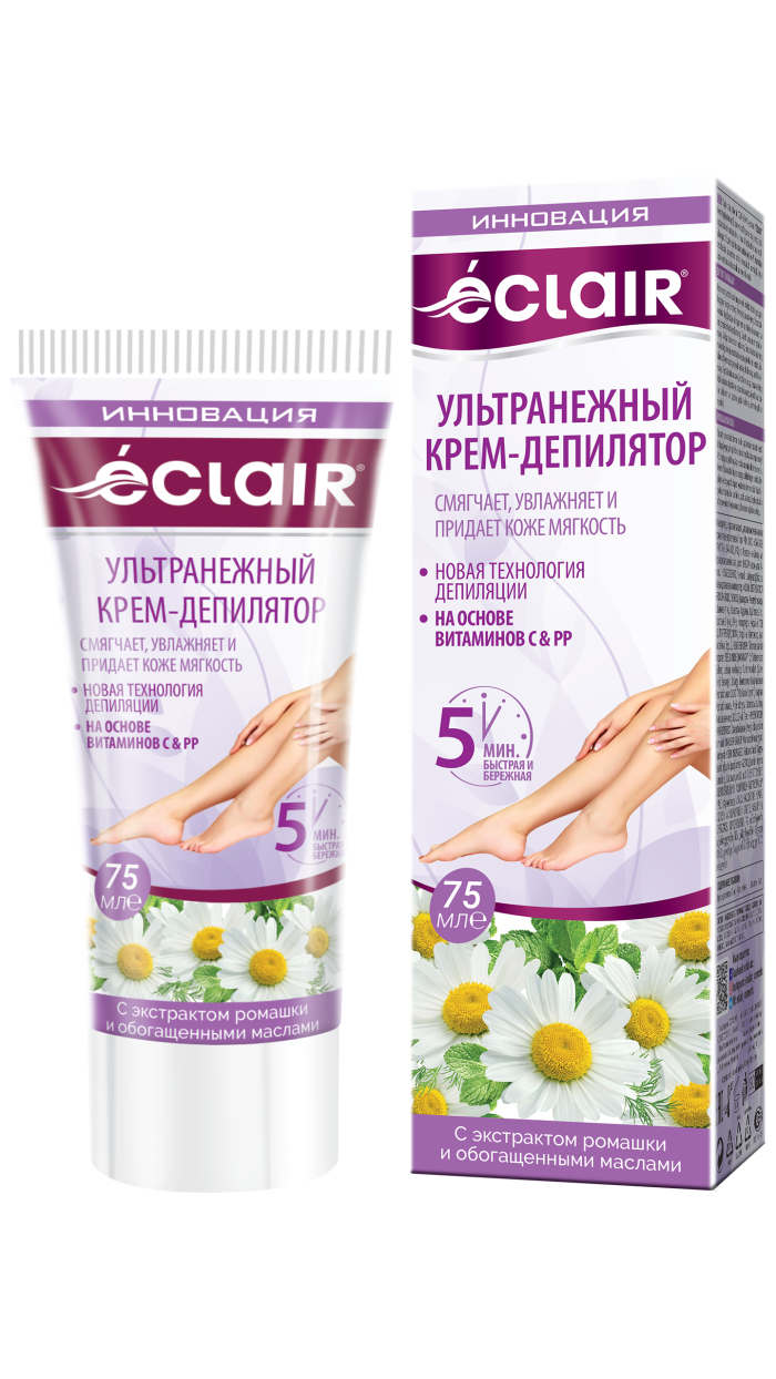 Ультранежный крем-депилятор С экстрактом ромашки и обогащенными маслами, 75мг