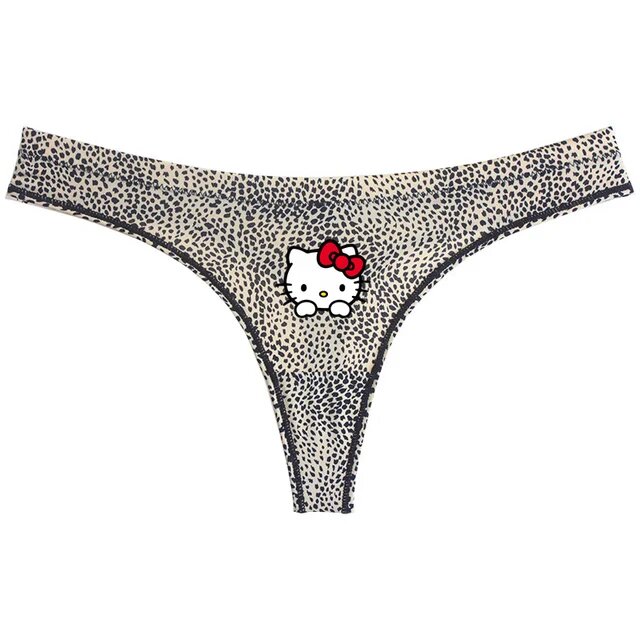 Сексуальные трусики Sanrio Hello Kitty с леопардовым принтом, быстросохнущие, легкие, бесшовные стринги, милый подарок на день рождения.