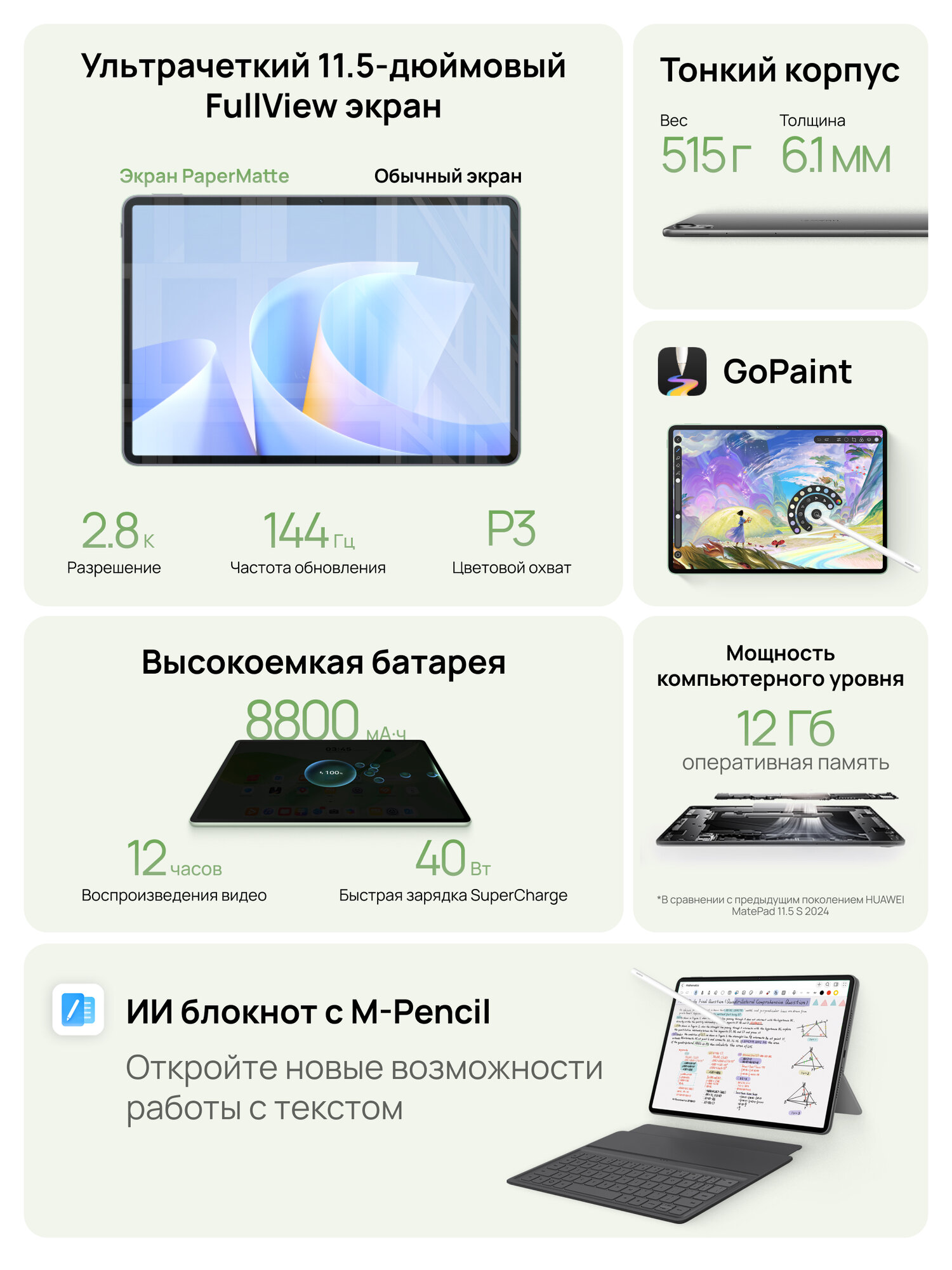 Планшет HUAWEI MatePad 11.5 S 2026 12 ГБ + 256 ГБ с клавиатурой и стилусом, серый — фото 1