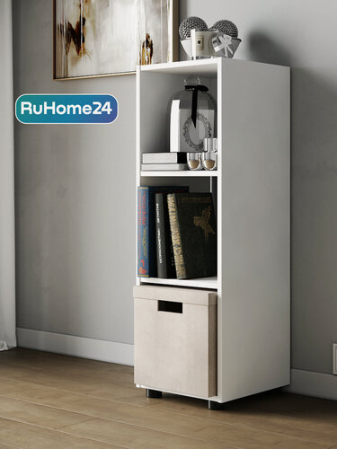 Изображение товара Стеллаж Kvadro-1 белый деревянный напольный ЛДСП, 33×33×99см (ШxГxВ)